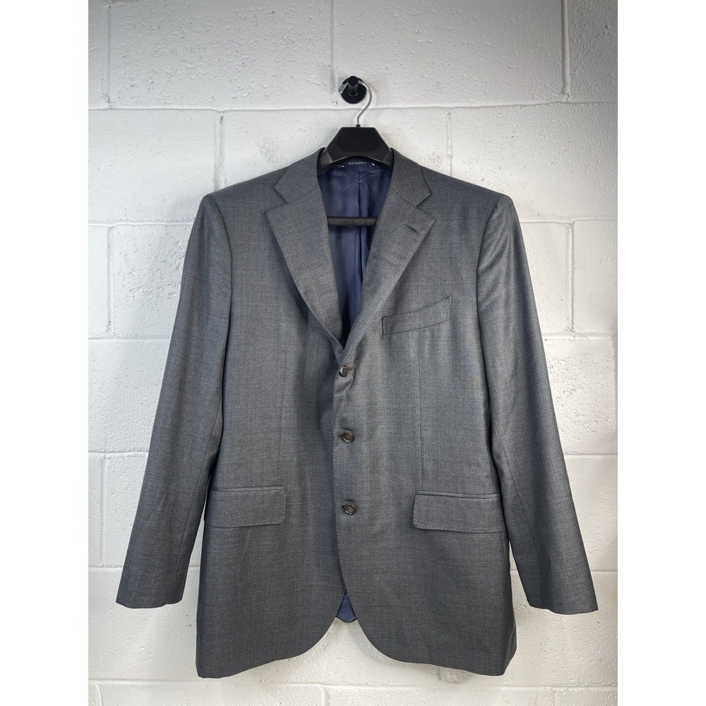 SUITSUPPLY Men 42L Grey 3-Button Wool Blazer Sport Coat Vitale Barberis Canonico